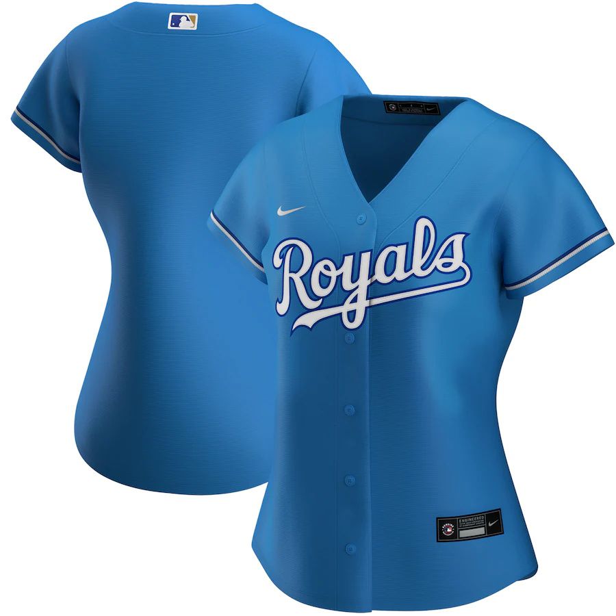 Womens Kansas City Royals Nike Light Blue Alternate Replica Team MLB Jerseys->women mlb jersey->Women Jersey